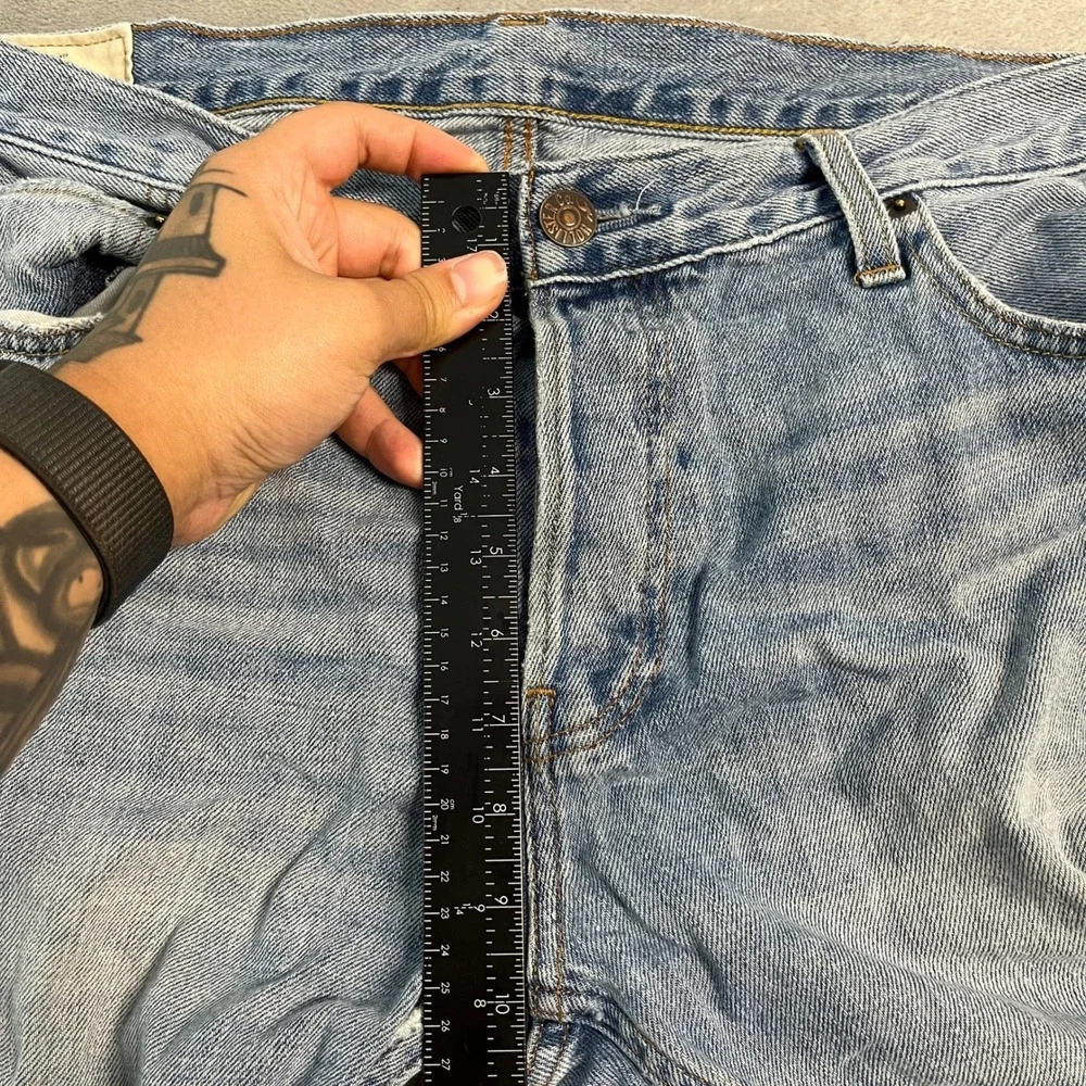 Hollister Y2K Light Wash Blue Denim Jeans Mens 38x34 Faded Casual Denim Worn